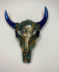 Turquoise & Rust - Painted Resin Skull