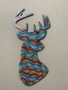 Painted Wooden Stags