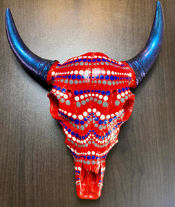 Red Mandala - Painted Resin Skull