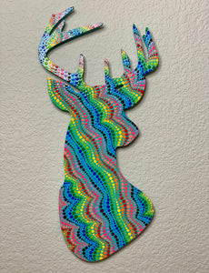 Painted Wooden Stags