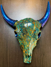 Load image into Gallery viewer, Turquoise &amp; Rust - Painted Resin Skull