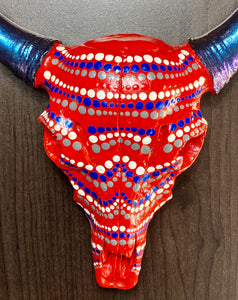 Red Mandala - Painted Resin Skull