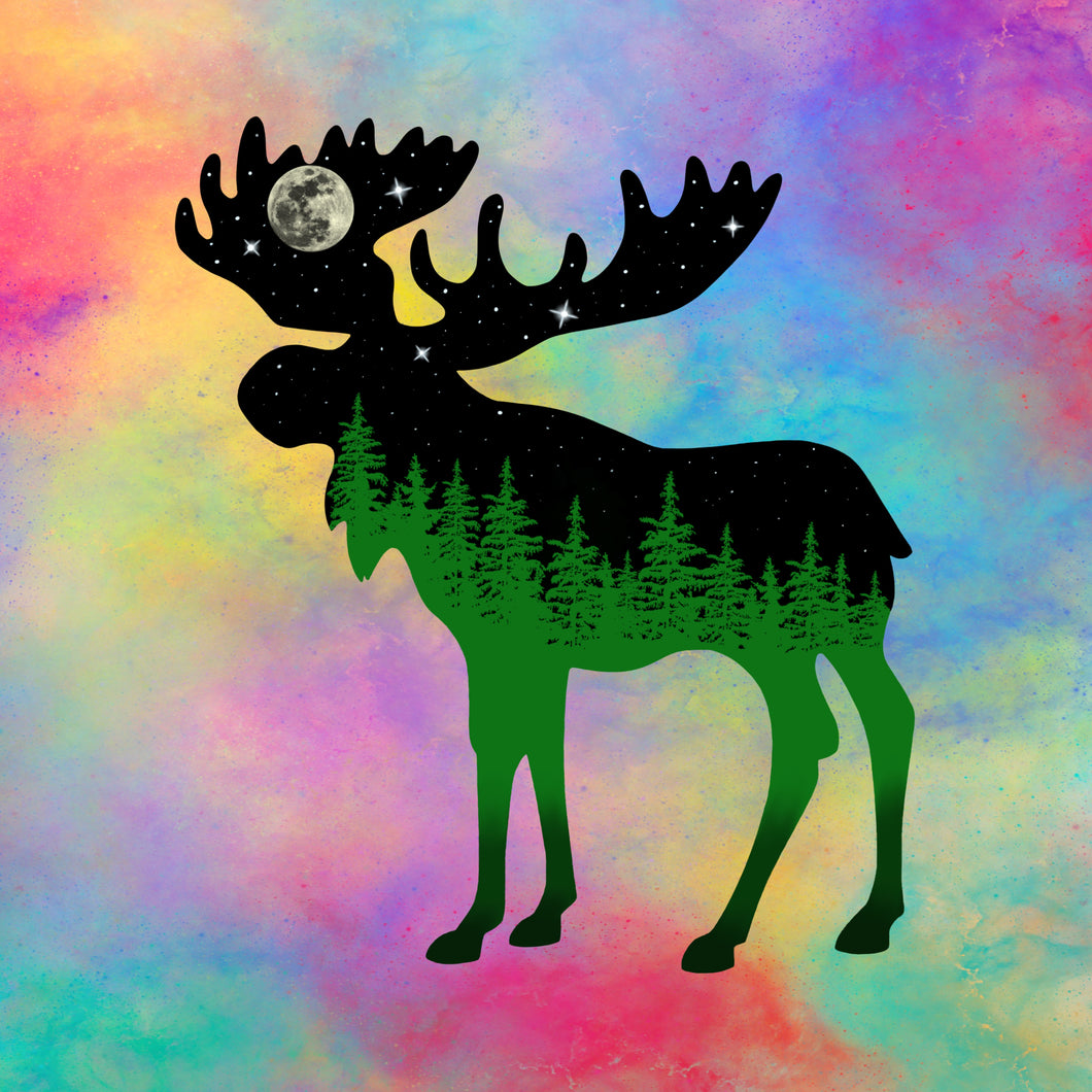 Mystic Moose Rainbow Splash - Fine Art Print