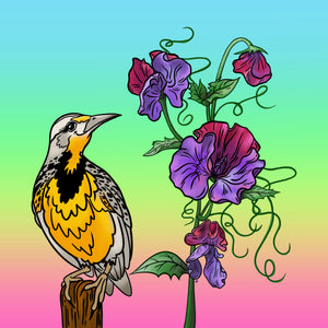 Meadowlark with Sweet Pea - Fine Art Print