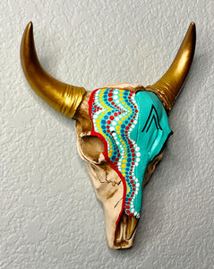 Southwestern Inspired Painted Resin Skull
