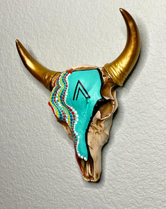 Southwestern Inspired Painted Resin Skull