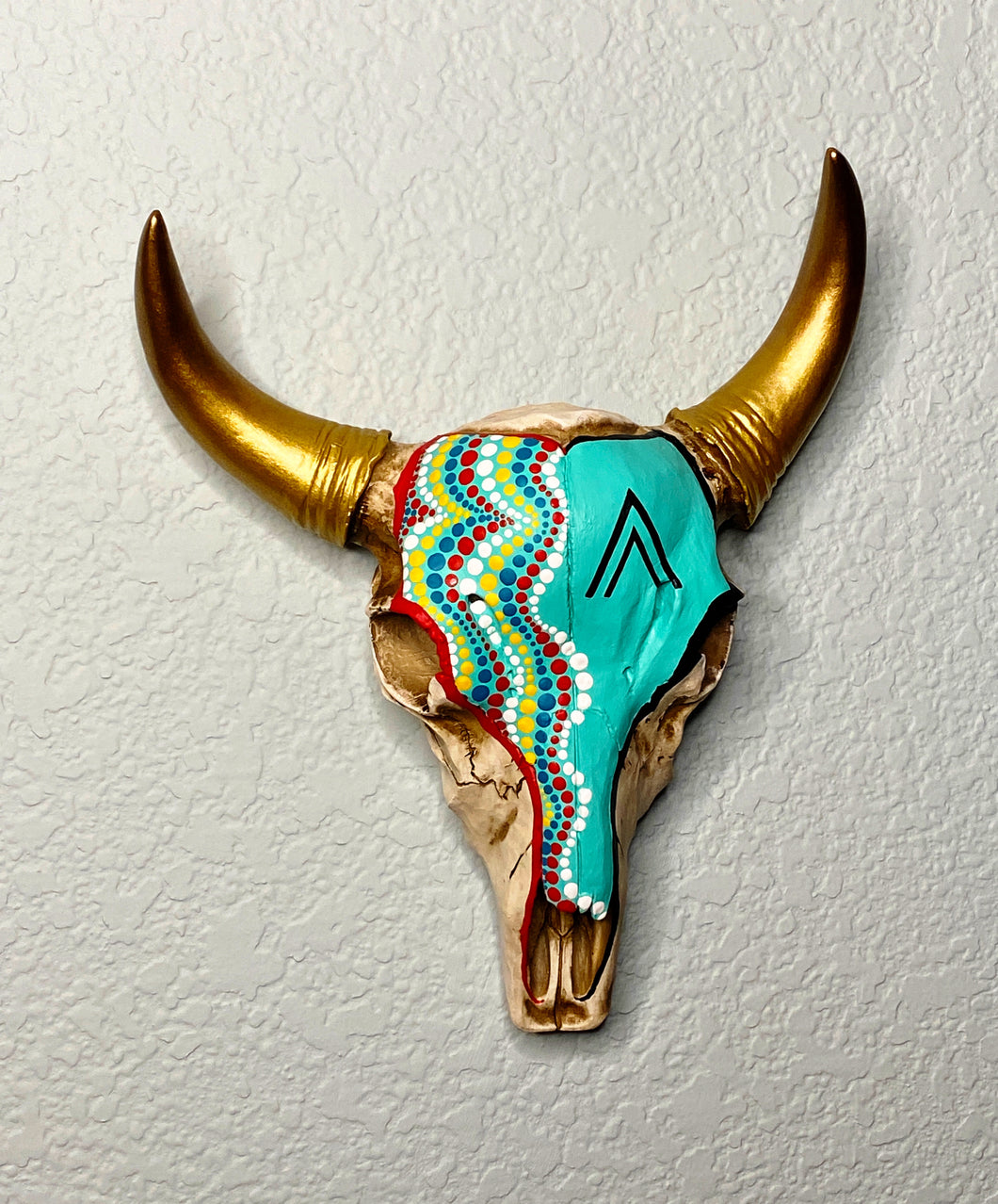 Southwestern Inspired Painted Resin Skull